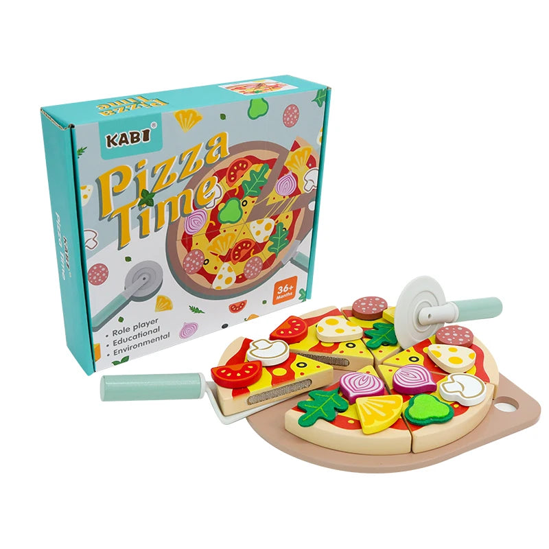 Kids Pizza Cutting Toy Set – Montessori Pretend Play Wooden Food Toy for Toddlers!