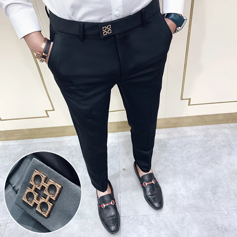 Spring 2025 Men's Slim Fit Pants – Stylish Korean Casual & Dress Suit Trousers