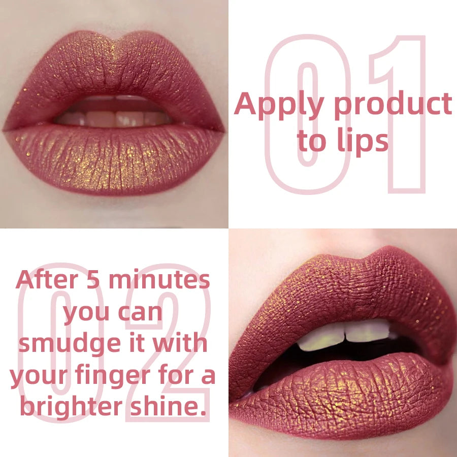 14 Colors Glitter Metallic Lip Gloss – Long-Lasting Waterproof Liquid Lipstick & Lip Tint