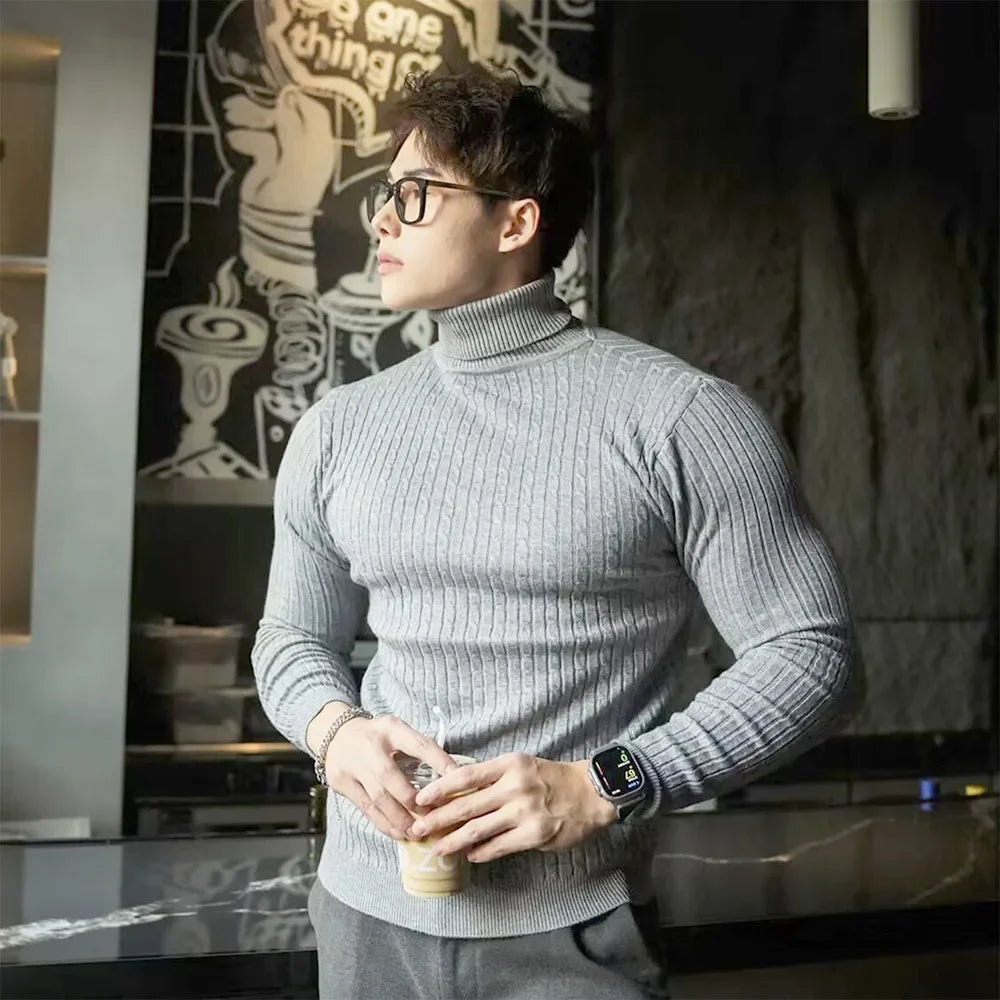 Men’s Knitted Turtleneck Sweater – Stylish & Warm Autumn Pullover