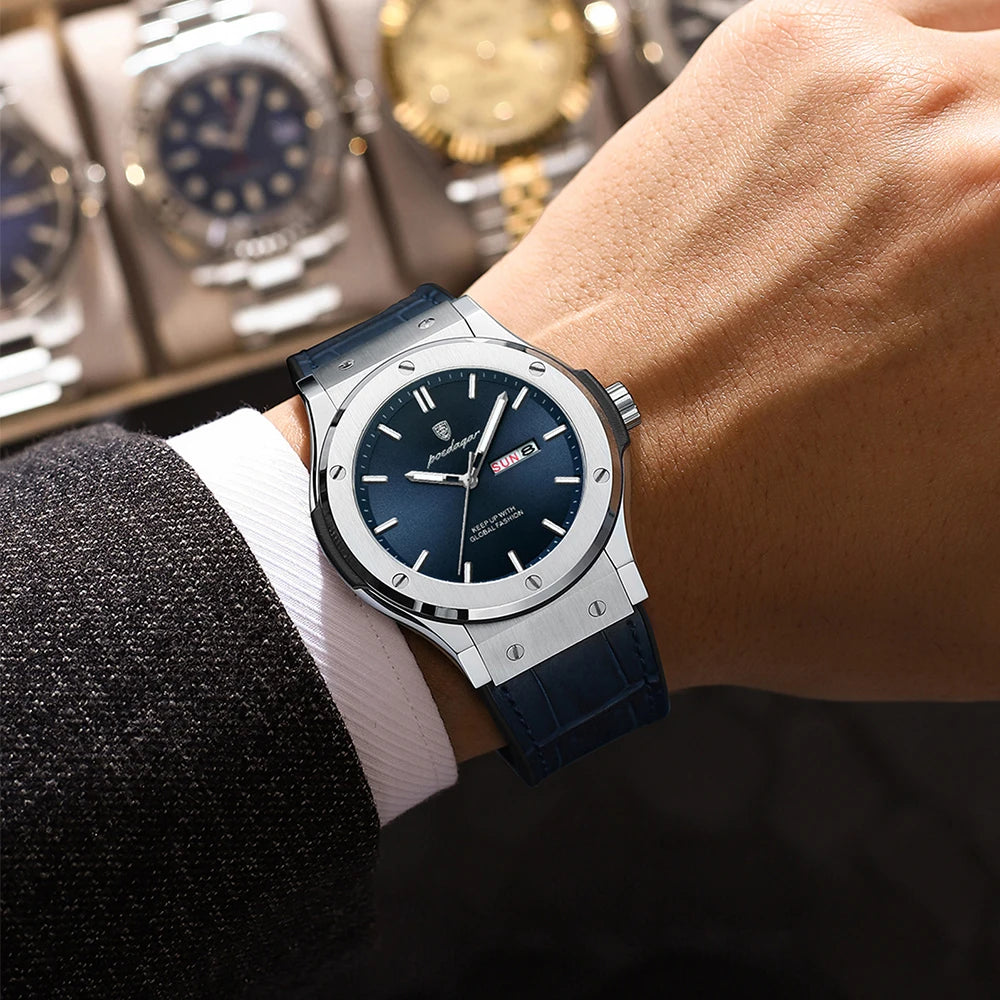 POEDAGAR Men's Fashion Quartz Watch – Stylish & Waterproof