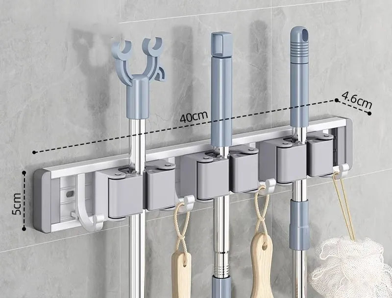 Wall-Mounted Mop &amp; Broom Holder – Strong & Space-Saving Organizer