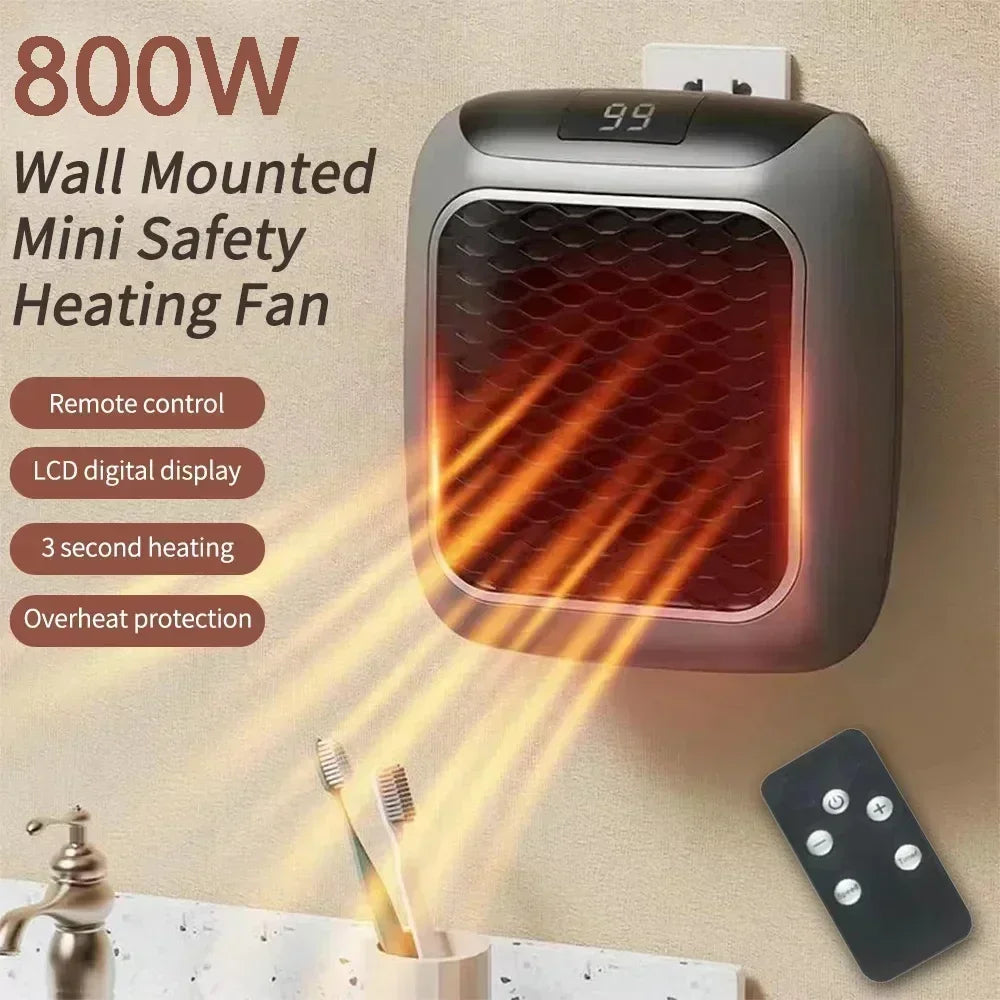 800W Mini Wall-Mounted Electric Heater – Compact & Efficient Home Heating