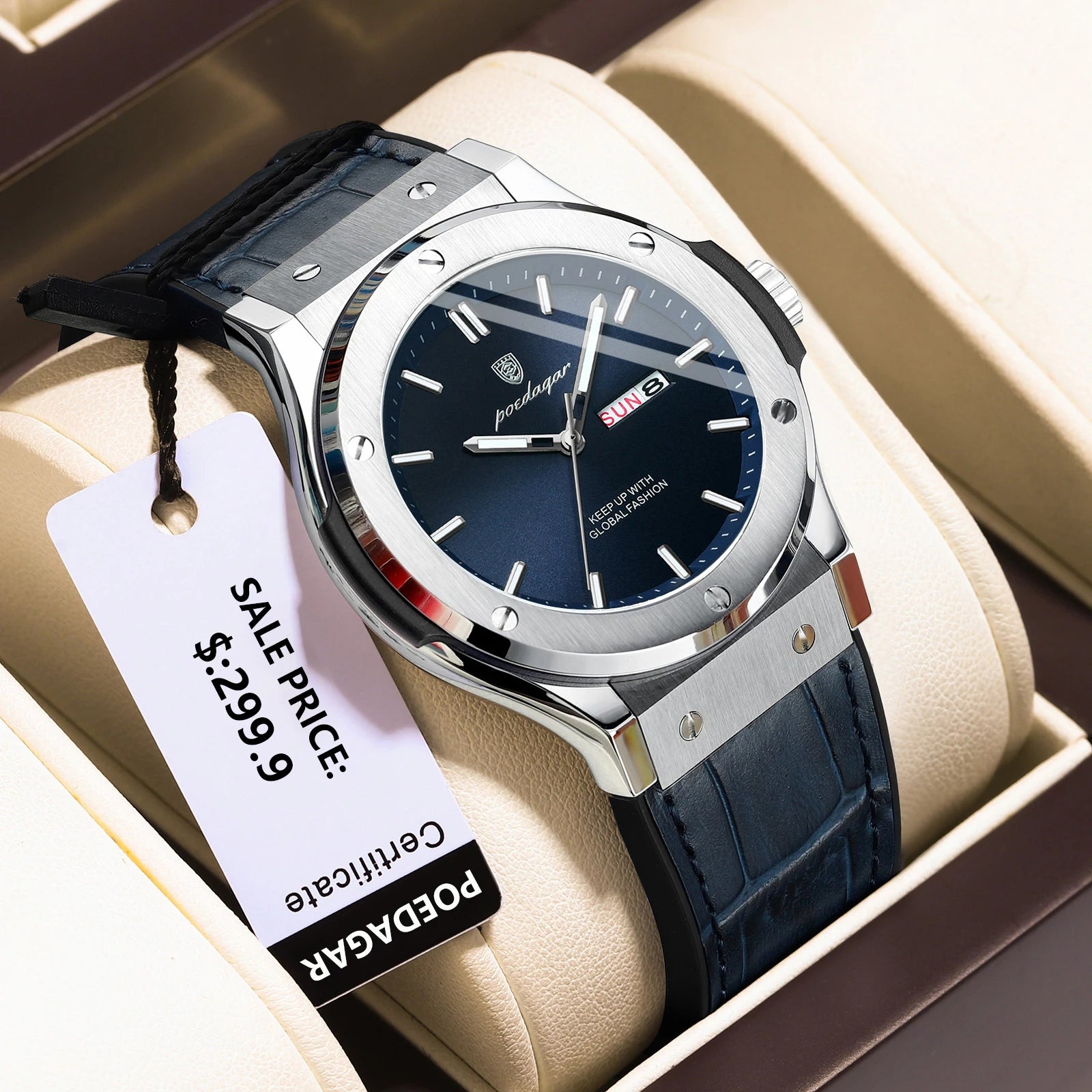 POEDAGAR Men's Fashion Quartz Watch – Stylish & Waterproof