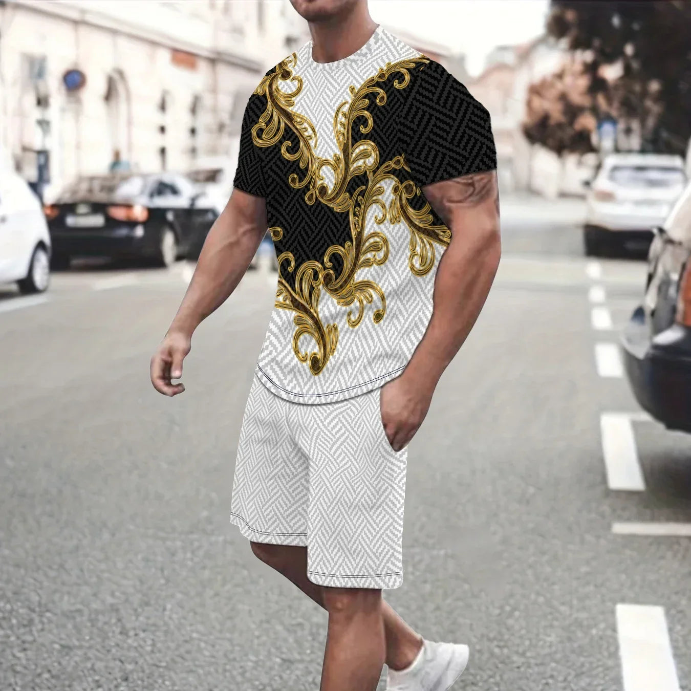 2024 Men's 3D Printed Beach Shorts Set – Trendy Hip-Hop Summer Outfit