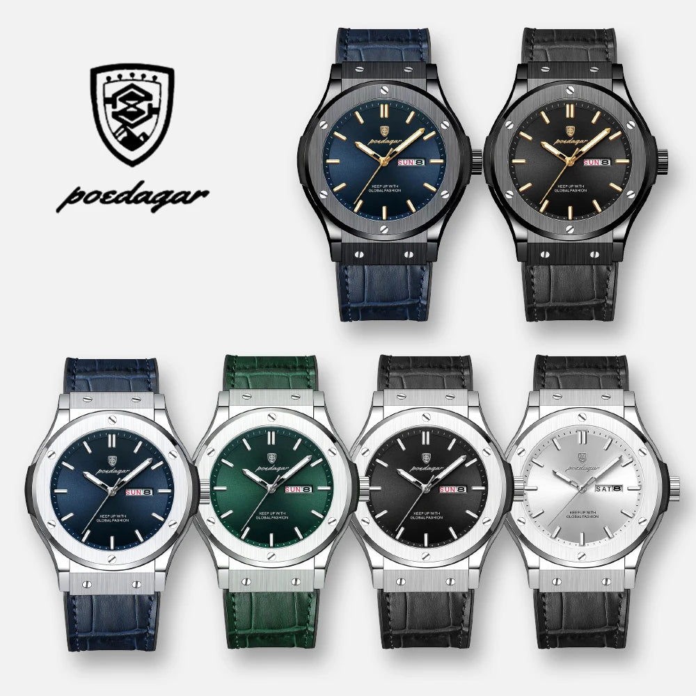 POEDAGAR Men's Fashion Quartz Watch – Stylish & Waterproof