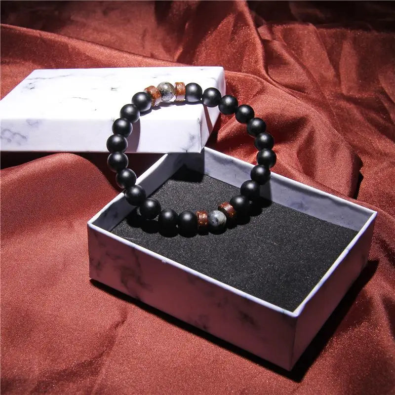 Retro Volcanic Stone & Wooden Beads Bracelet – Timeless Tibetan Buddha Wrist Chain