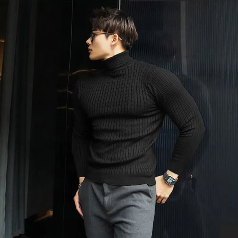 Men’s Knitted Turtleneck Sweater – Stylish & Warm Autumn Pullover