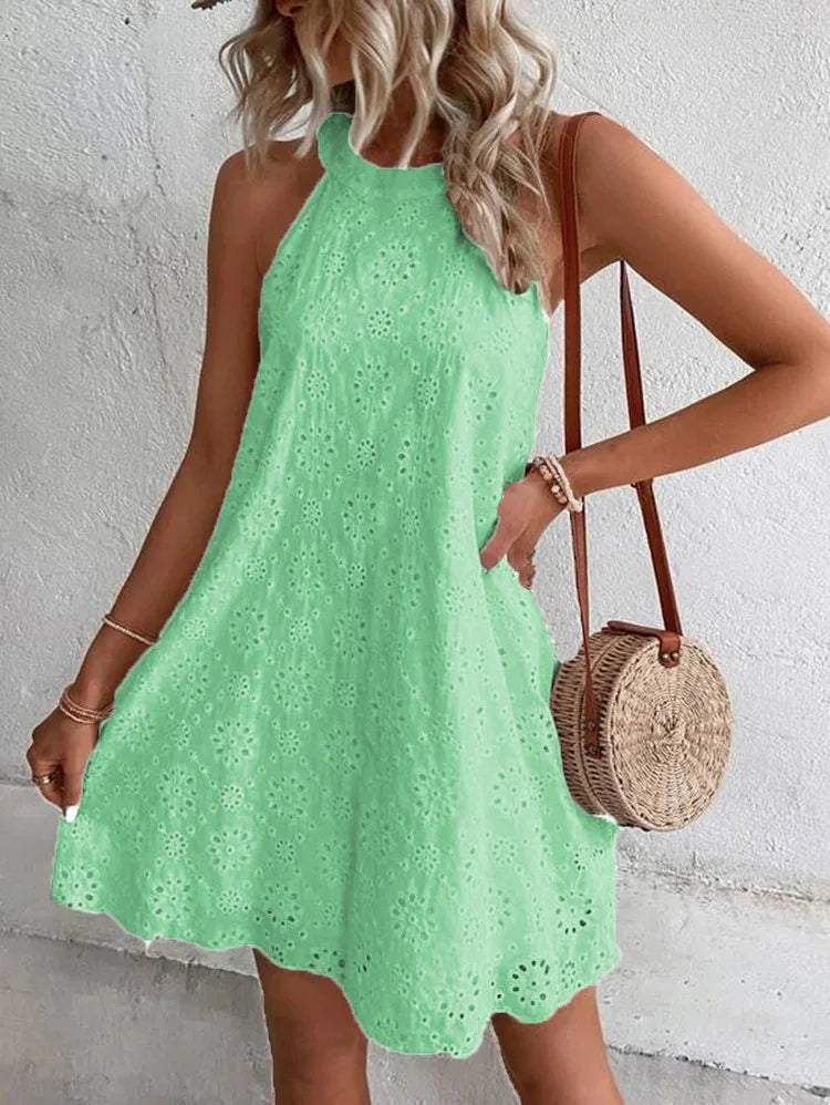 2024 Women's Elegant White Mini Dress – Sleeveless Summer Party Style