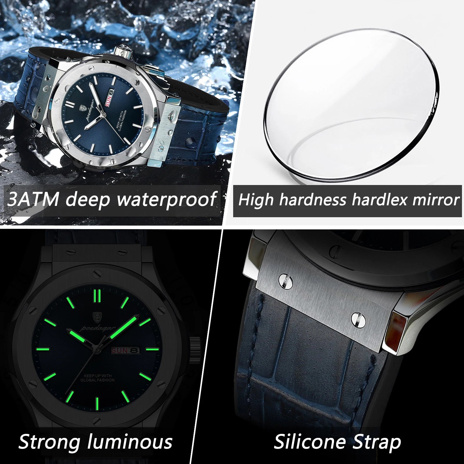 POEDAGAR Men's Fashion Quartz Watch – Stylish & Waterproof