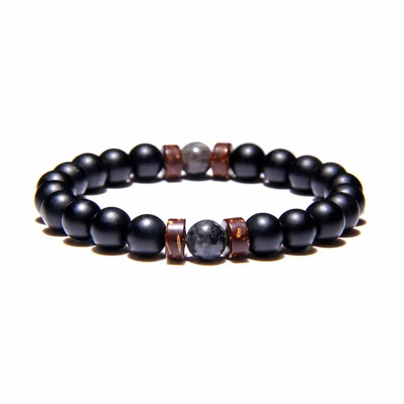 Retro Volcanic Stone & Wooden Beads Bracelet – Timeless Tibetan Buddha Wrist Chain