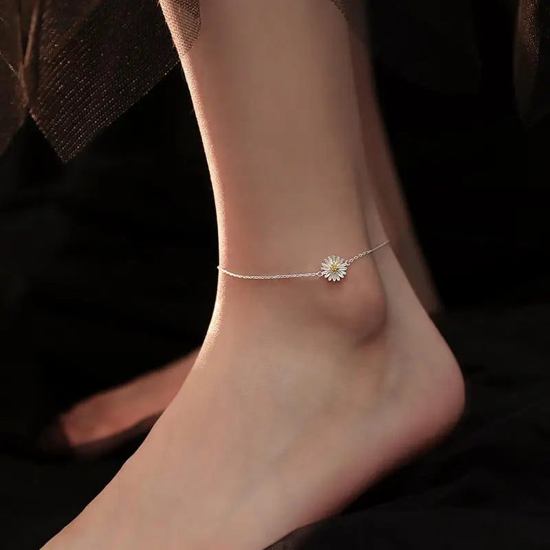 925 Sterling Silver Anklet for Women 💎 – Elegant Geometric Chain with Clear CZ Crystals