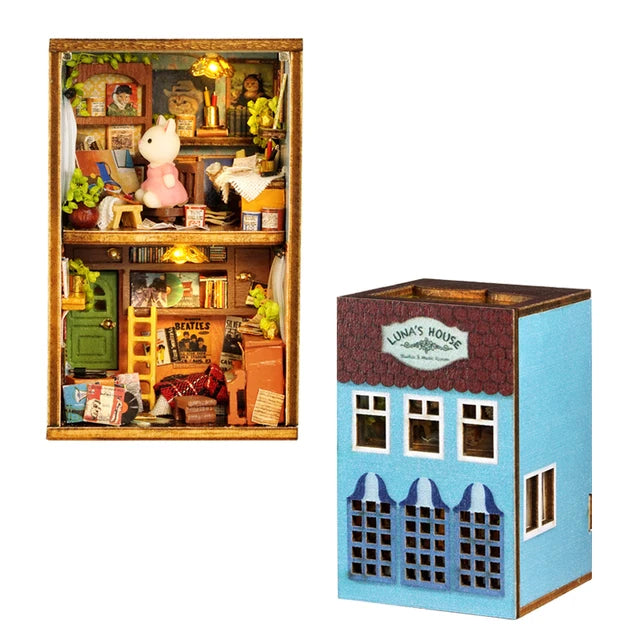 DIY Mini Rabbit Town Doll House – Wooden Miniature Building Kit with Furniture!