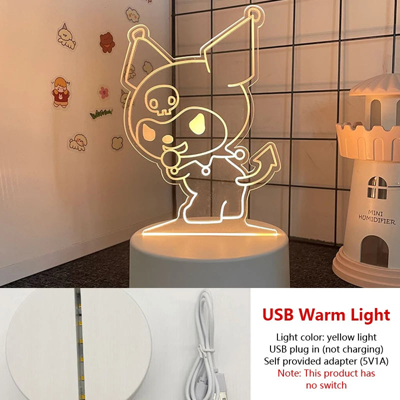 Hello Kitty KEROKERO KEROPPI My Melody Creative Cartoon Night Light - Kawaii Heart-Shaped Bedside Lamp for Girls