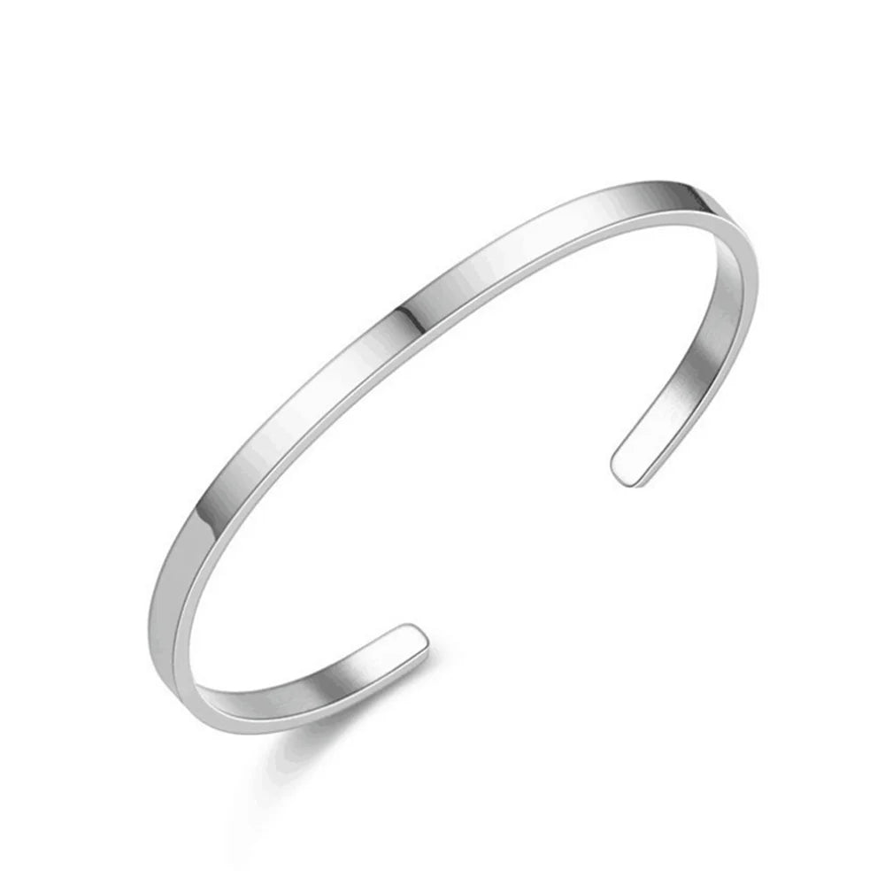 4mm Titanium Steel Open Bangle – Minimalist & Stylish Men’s Bracelet