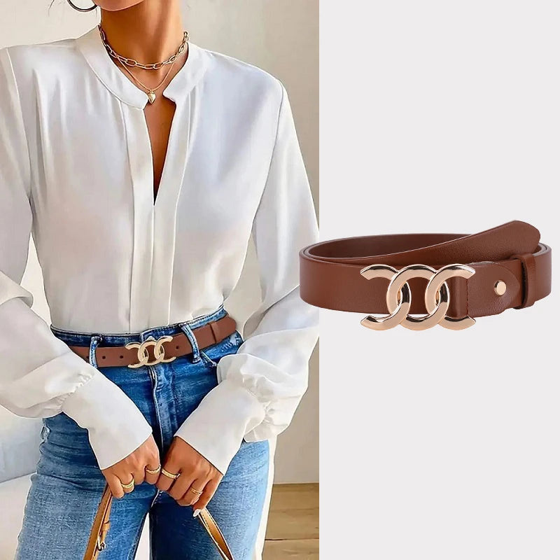 Women’s Retro Western Leather Belt – Genuine Cowhide Decorative Girdle for Jeans & Dresses