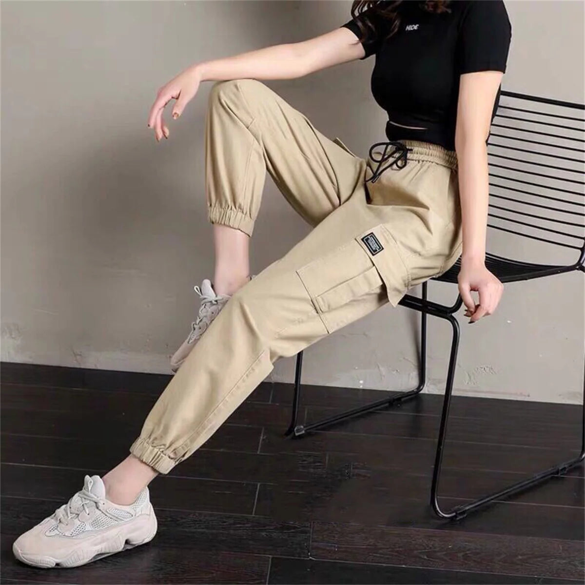 Cool Harajuku Cargo Pants for Women – High Waist Hip Hop Joggers