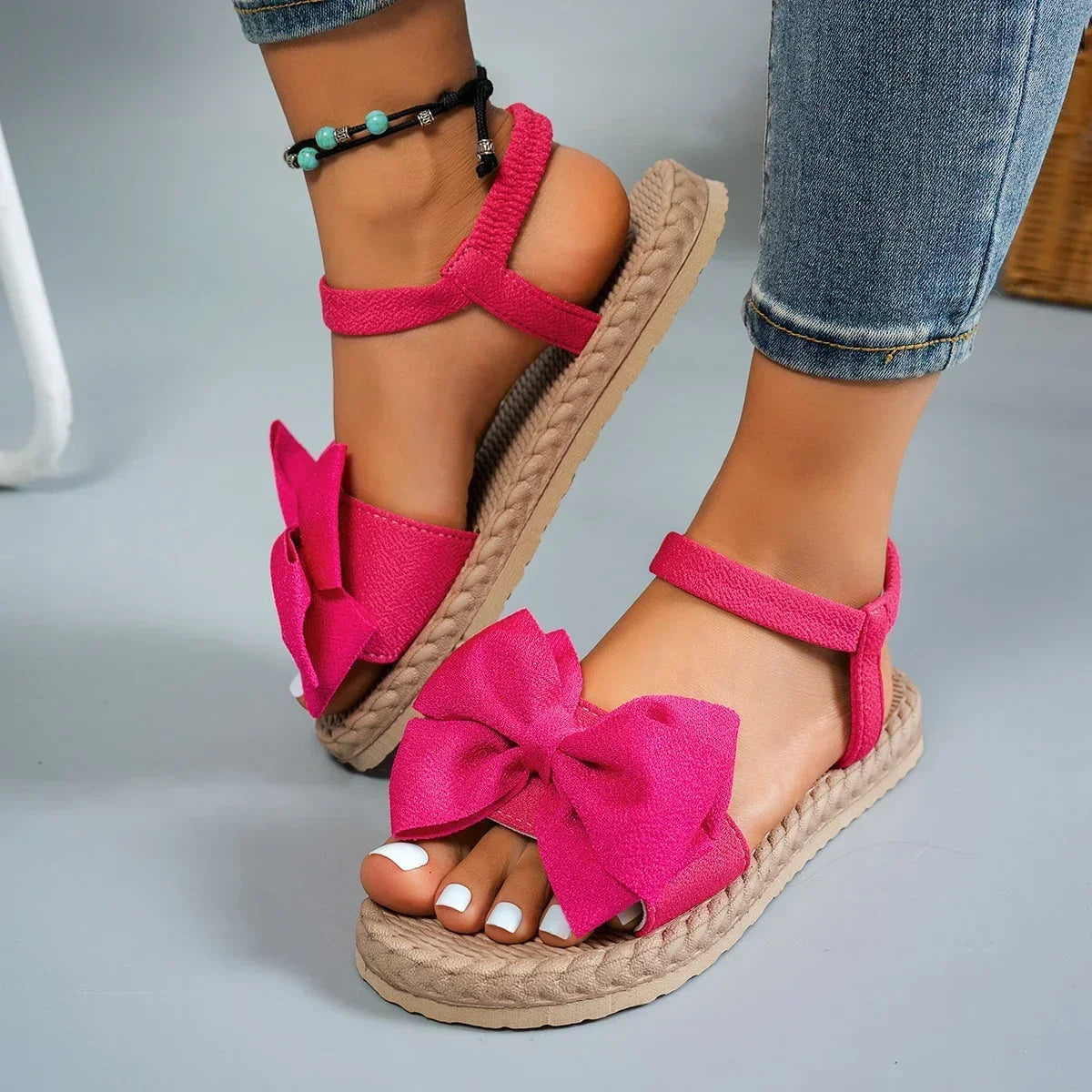 Women’s Anti-Slip Lightweight Sandals 2025 – Summer Bow Tie Flat Beach & Casual Slippers