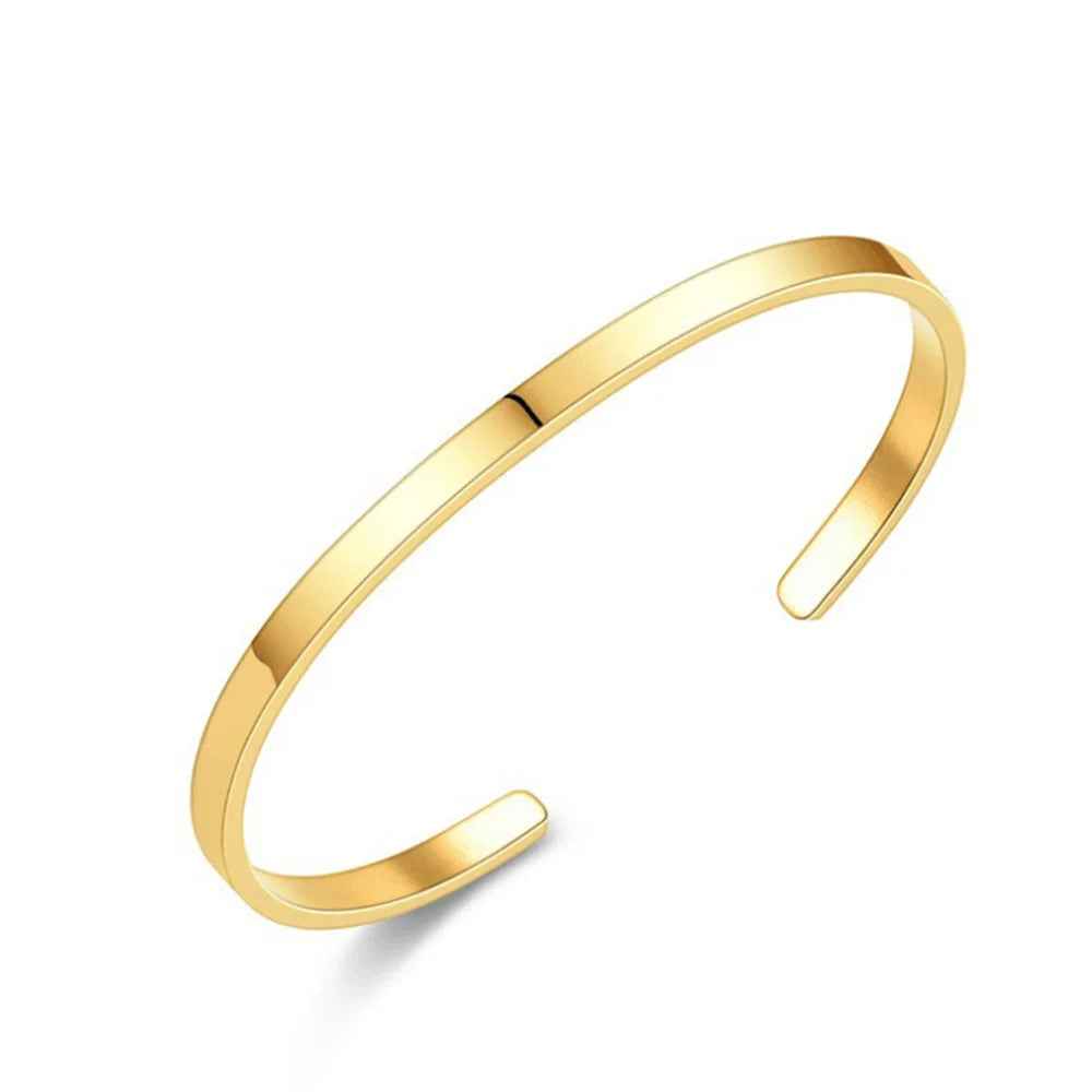4mm Titanium Steel Open Bangle – Minimalist & Stylish Men’s Bracelet