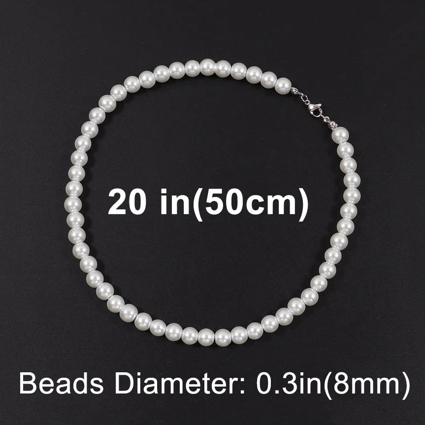 Cool Artificial White Pearl Necklace – Stylish Unisex Beaded Choker
