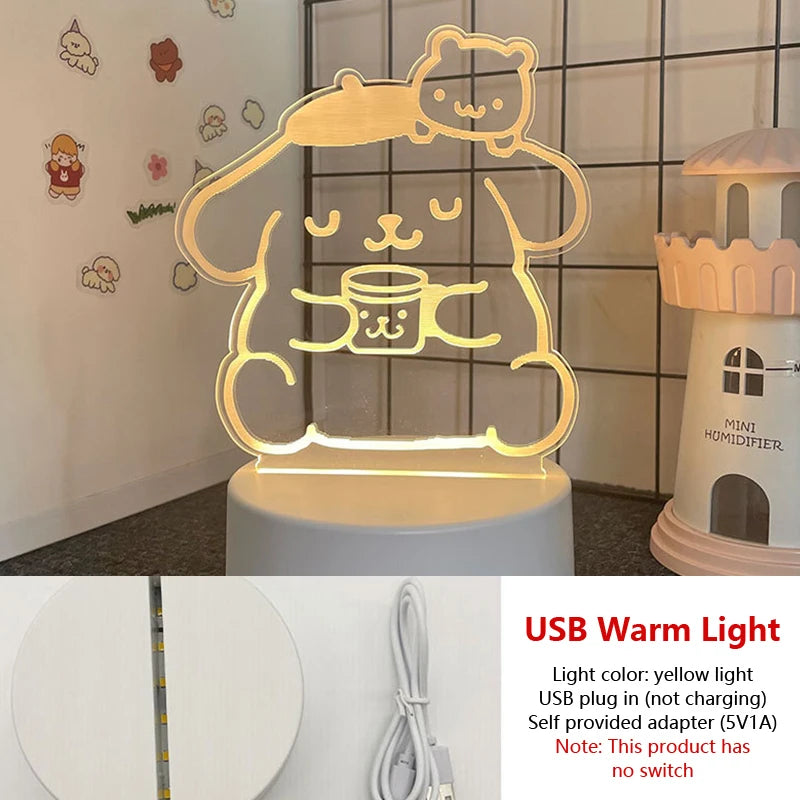 Hello Kitty KEROKERO KEROPPI My Melody Creative Cartoon Night Light - Kawaii Heart-Shaped Bedside Lamp for Girls