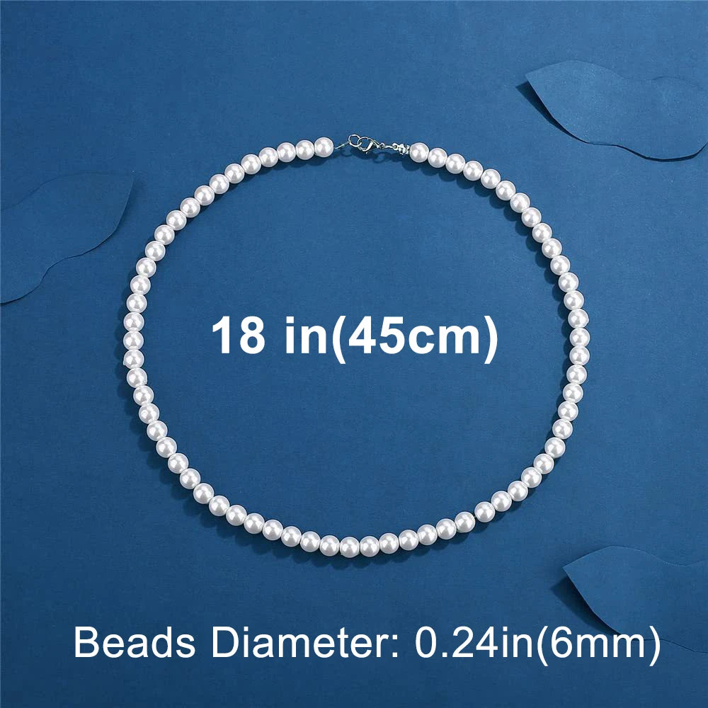 Cool Artificial White Pearl Necklace – Stylish Unisex Beaded Choker
