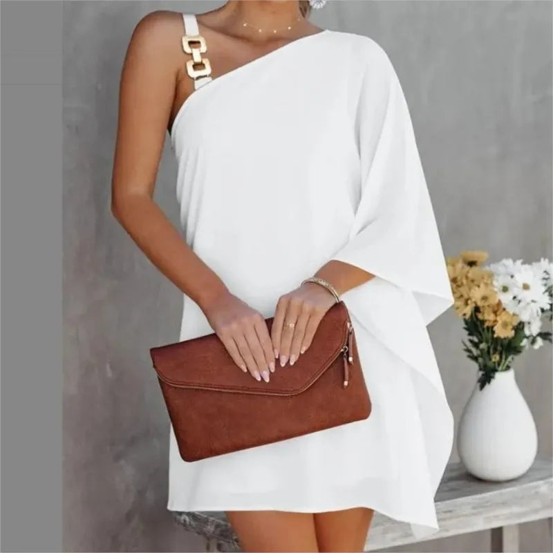 Elegant Off-Shoulder Tie Dye Dress for Women – Batwing Sleeve Summer Dress