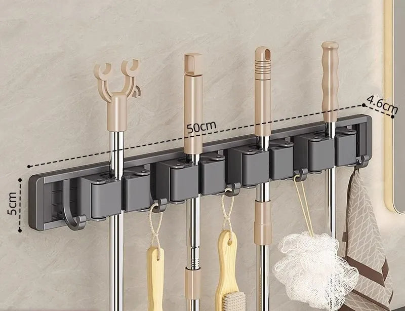 Wall-Mounted Mop &amp; Broom Holder – Strong & Space-Saving Organizer