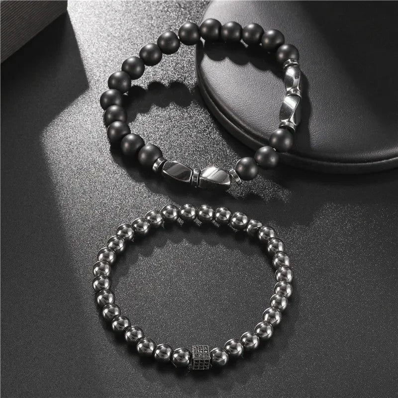 2-Piece Natural Stone Bracelet Set – Luxury & Healing Energy