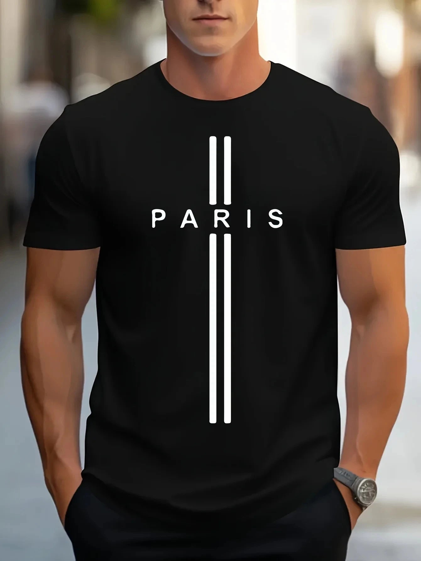 Men's 3D Paris Print T-Shirt – Casual Summer Short-Sleeve Tee