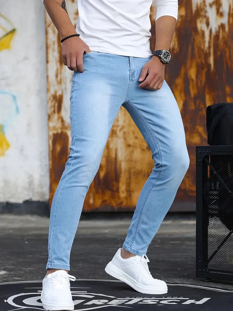 Men’s Retro Slim-Fit Stretch Jeans – Stylish & Comfortable Denim