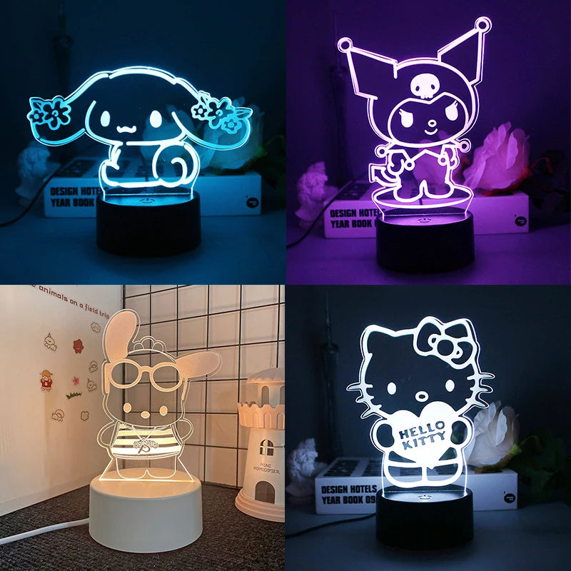 Hello Kitty KEROKERO KEROPPI My Melody Creative Cartoon Night Light - Kawaii Heart-Shaped Bedside Lamp for Girls