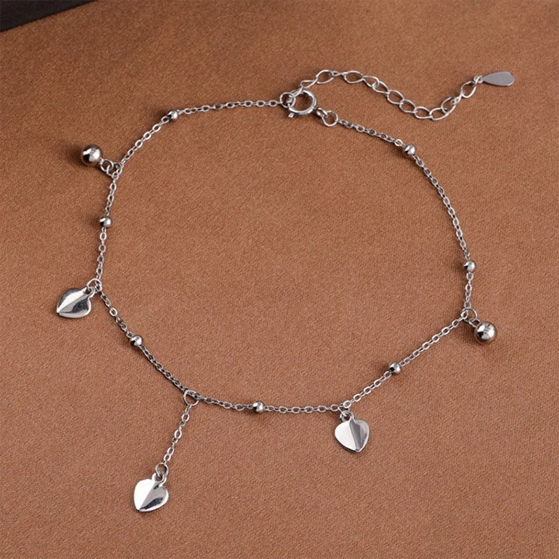 925 Sterling Silver Anklet for Women 💎 – Elegant Geometric Chain with Clear CZ Crystals