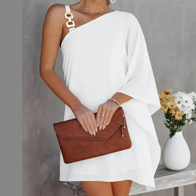 Elegant Off-Shoulder Tie Dye Dress for Women – Batwing Sleeve Summer Dress