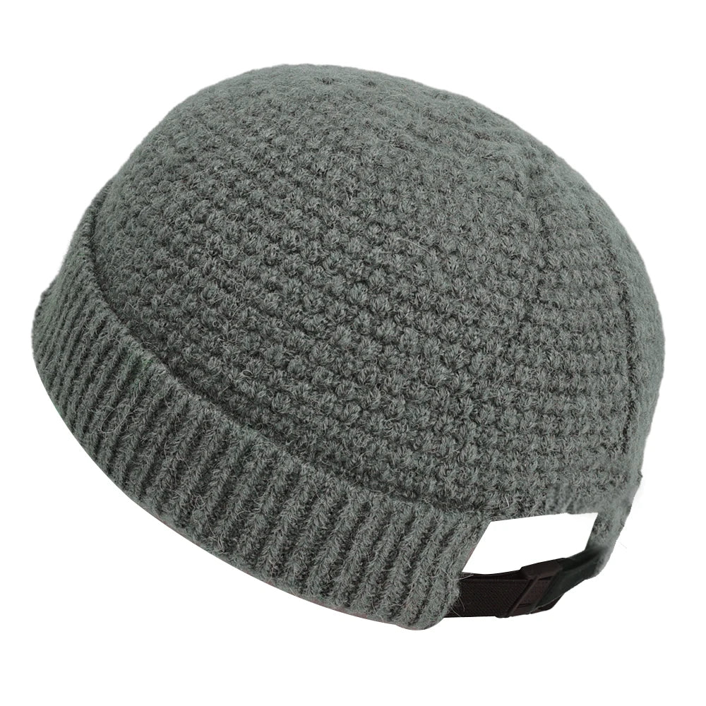 Woolen Knitted Beanie – Thick & Warm Roll-Up Edge Cap for Men & Women