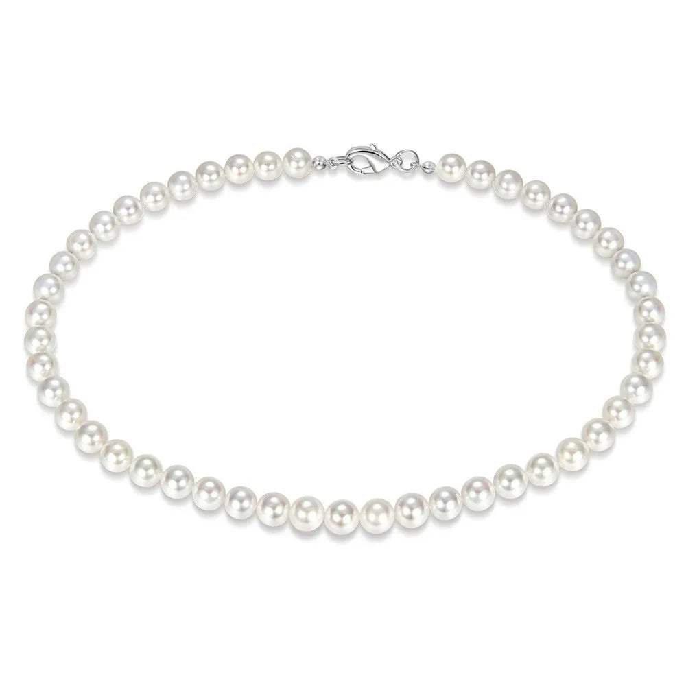 Cool Artificial White Pearl Necklace – Stylish Unisex Beaded Choker