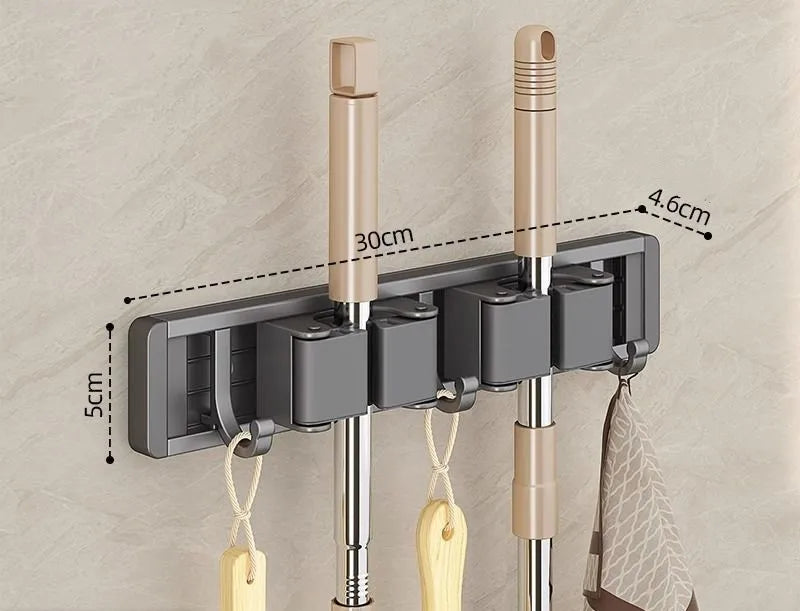 Wall-Mounted Mop &amp; Broom Holder – Strong & Space-Saving Organizer