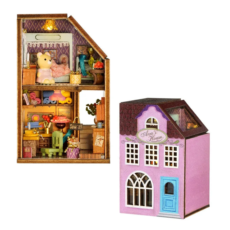 DIY Mini Rabbit Town Doll House – Wooden Miniature Building Kit with Furniture!