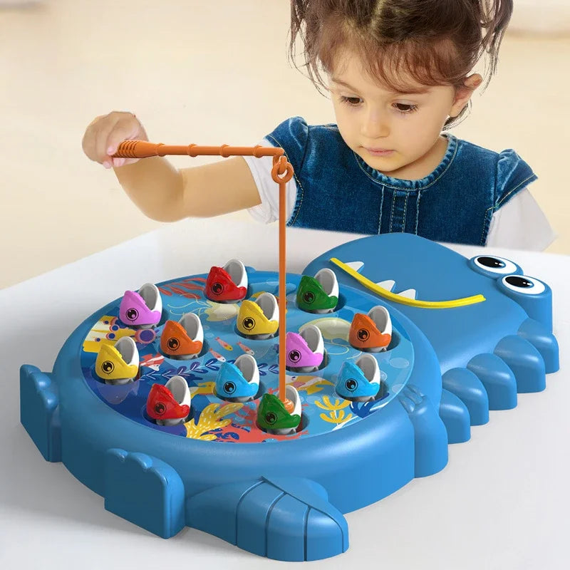 Simple Dinosaur Magnetic Fishing Toys - Montessori Educational Fishing Pole Game for Kids and Toddlers