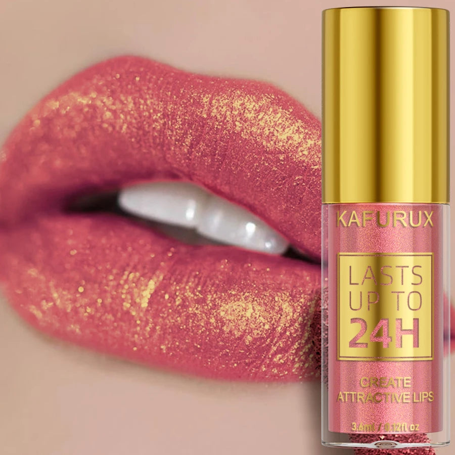 14 Colors Glitter Metallic Lip Gloss – Long-Lasting Waterproof Liquid Lipstick & Lip Tint