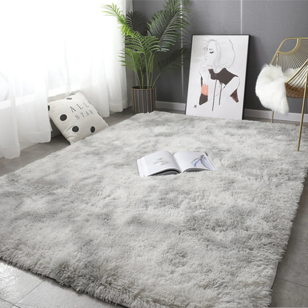 Plush Gray Carpet – Soft &amp; Fluffy Rug for Living Room & Bedroom