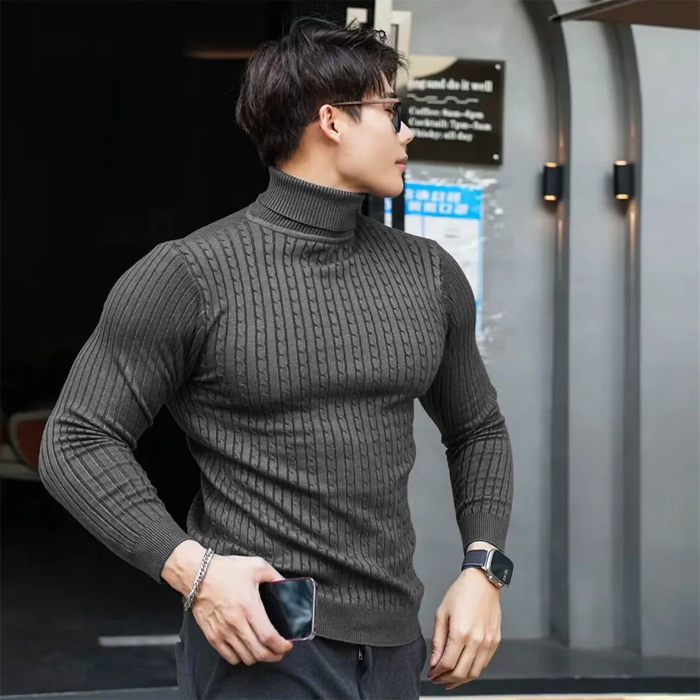 Men’s Knitted Turtleneck Sweater – Stylish & Warm Autumn Pullover