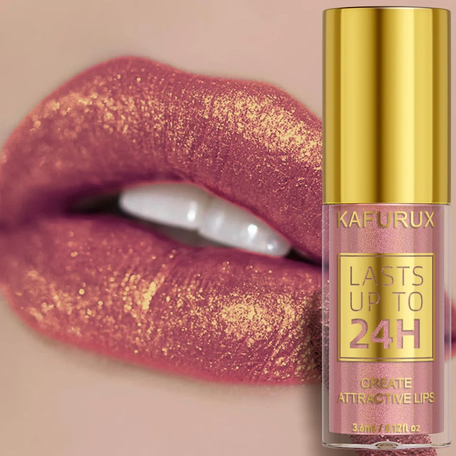 14 Colors Glitter Metallic Lip Gloss – Long-Lasting Waterproof Liquid Lipstick & Lip Tint