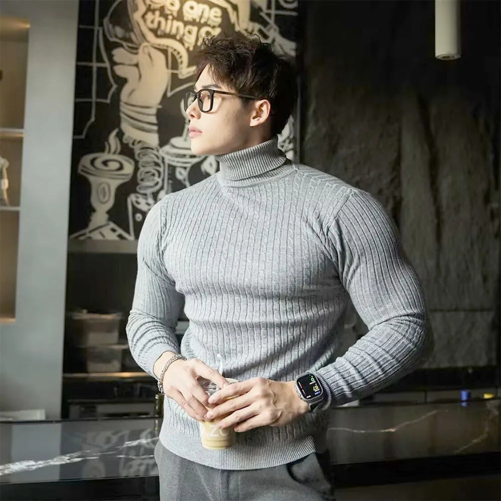 Men’s Knitted Turtleneck Sweater – Stylish & Warm Autumn Pullover