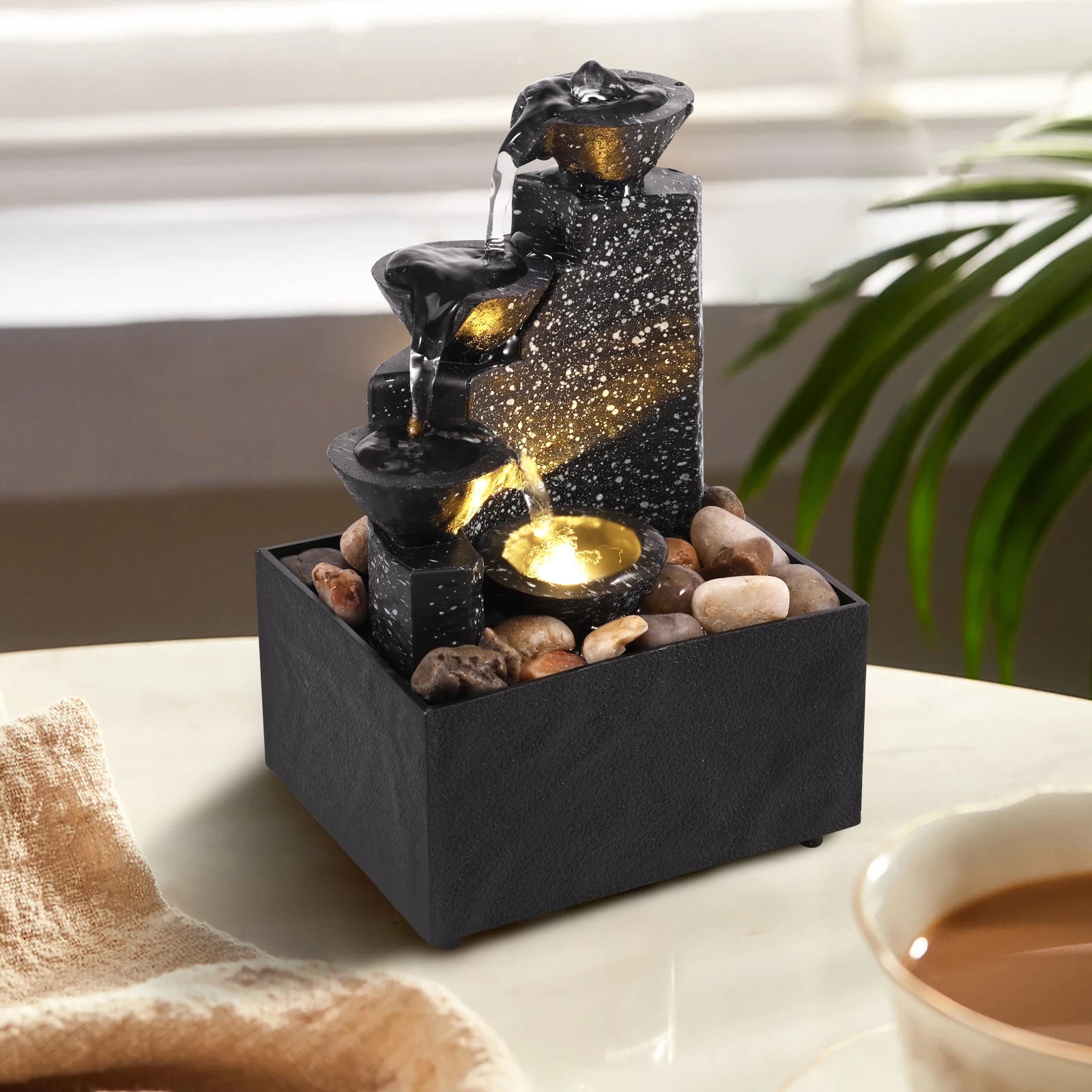 Desktop Waterfall Decoration – Relaxing Tabletop Fountain Ornament