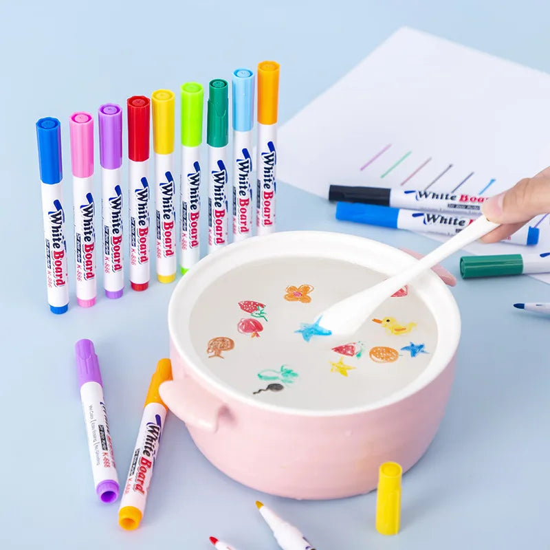 Water Floating Pen Set – Magical Ink Pens for Kids with Floating Chalk Art!