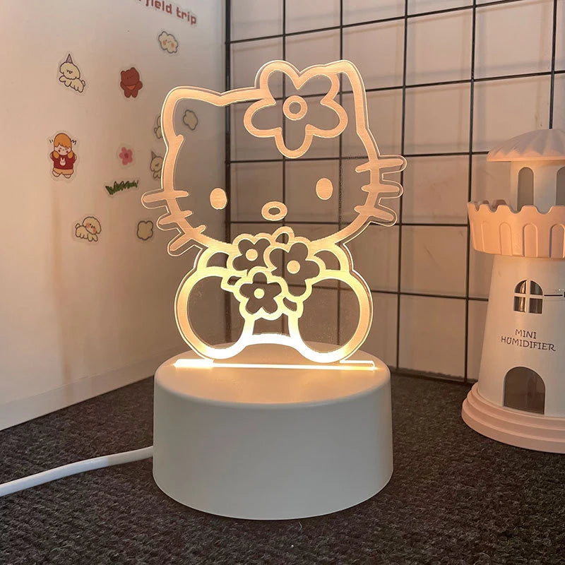 Hello Kitty KEROKERO KEROPPI My Melody Creative Cartoon Night Light - Kawaii Heart-Shaped Bedside Lamp for Girls