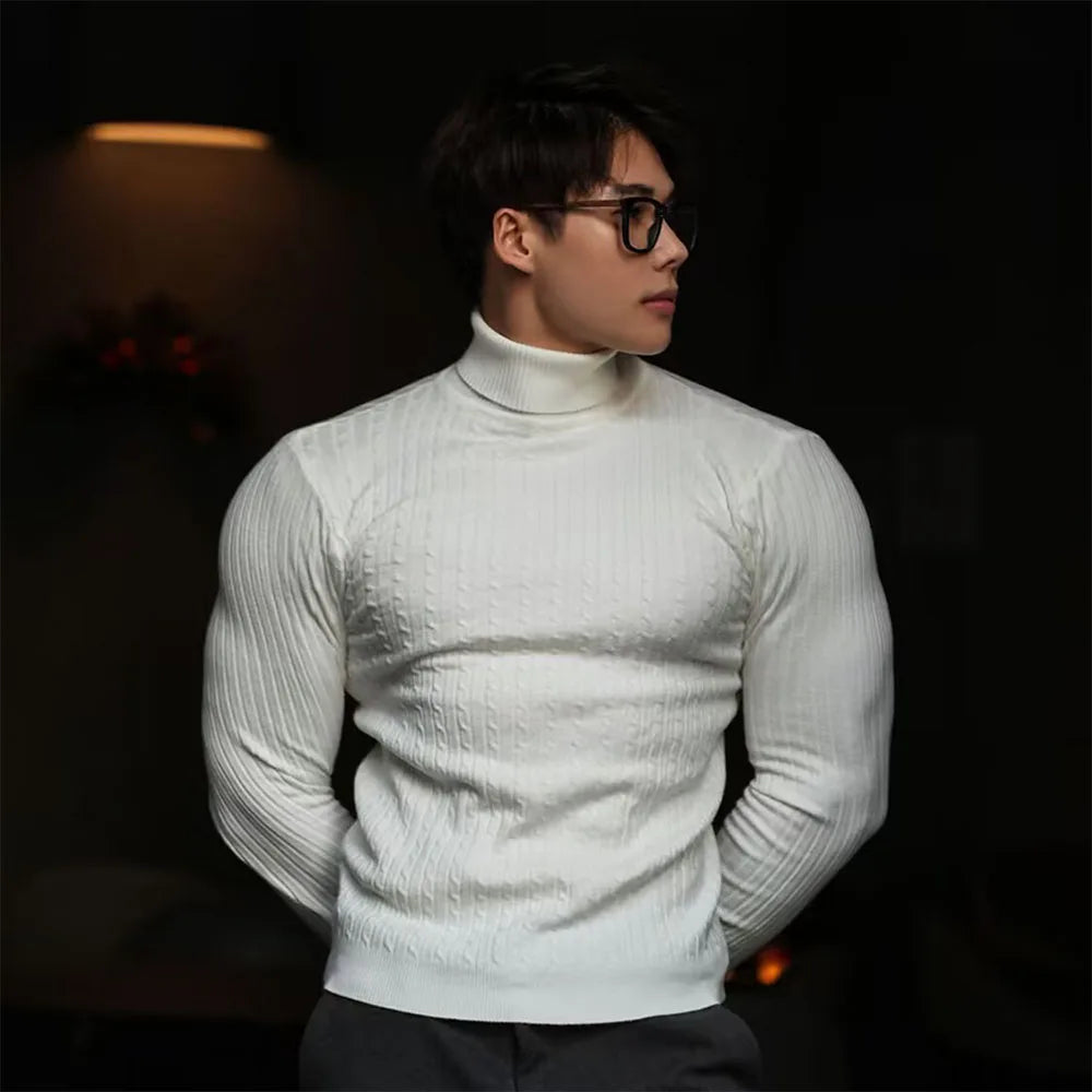 Men’s Knitted Turtleneck Sweater – Stylish & Warm Autumn Pullover