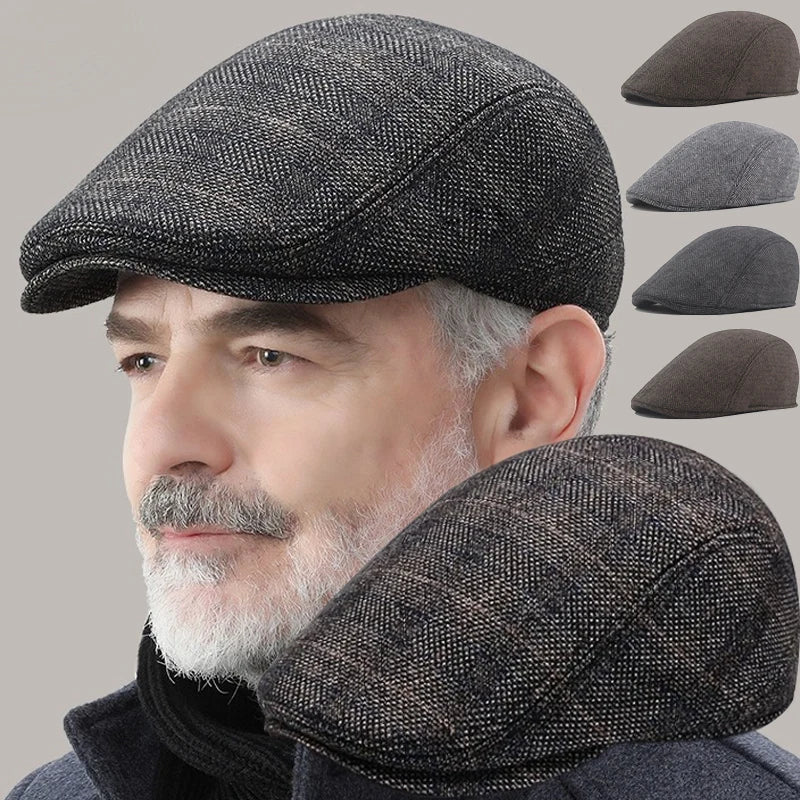 Men’s Fashion Beret – Classic Wool Flat Cap for Autumn & Winter