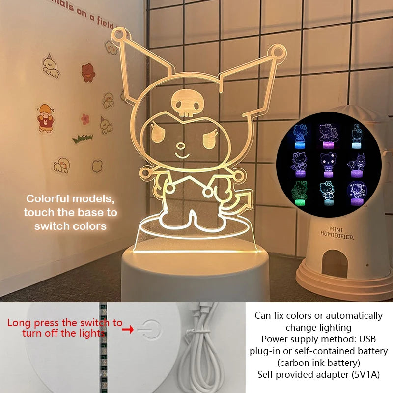 Hello Kitty KEROKERO KEROPPI My Melody Creative Cartoon Night Light - Kawaii Heart-Shaped Bedside Lamp for Girls